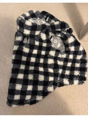 BLACK & WHITE BUFFALO PLAID SHERPA DOG VEST